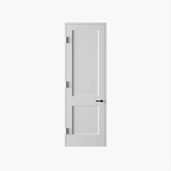 32 in. x 96 in. Left-Handed Solid Core Primed White Composite Single Prehung Interior Door Antique Nickel Hinges