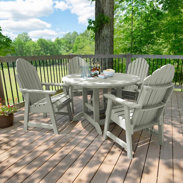 Highwood Hamilton Eucalyptus 5-Piece Recycled Plastic Round Dining Height Outdoor Dining Set