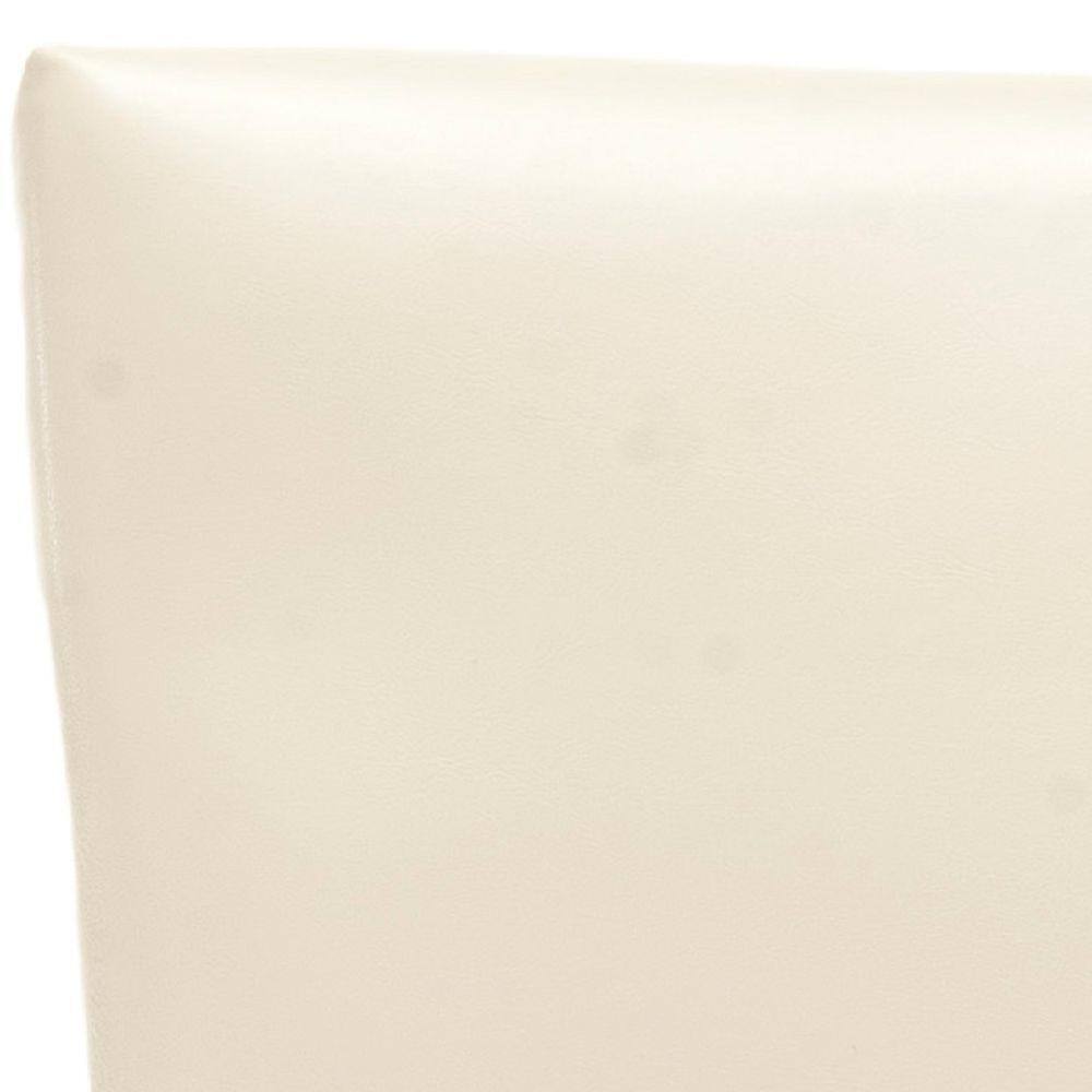 Transitional Flat Cream Leather Upholstered Side Chair with Nailhead Trim