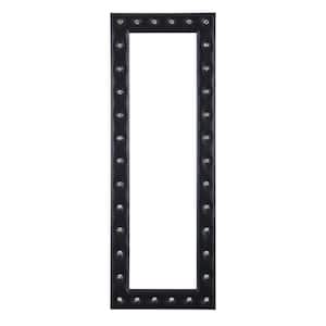 Black 22 in. W x 63 in. H Modern Crystal Tufted Rectangle Framed Leaning Mirror