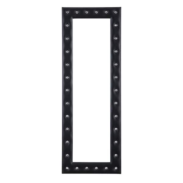 HOMESTOCK 22 in. W x 63 in. H Modern Crystal Tufted Rectangle Framed Black Leaning Mirror