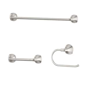 Ladera 3-Piece Bath Hardware Set w/ Towel Ring, Toilet Paper Holder and 18 in. Towel Bar in Spot Defense Brushed Nickel