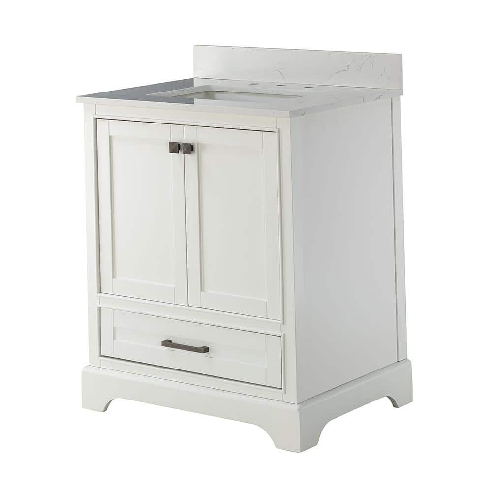 30 in. W x 22 in. D x 35.6 in. H Single Bathroom Vanity Set in White with W