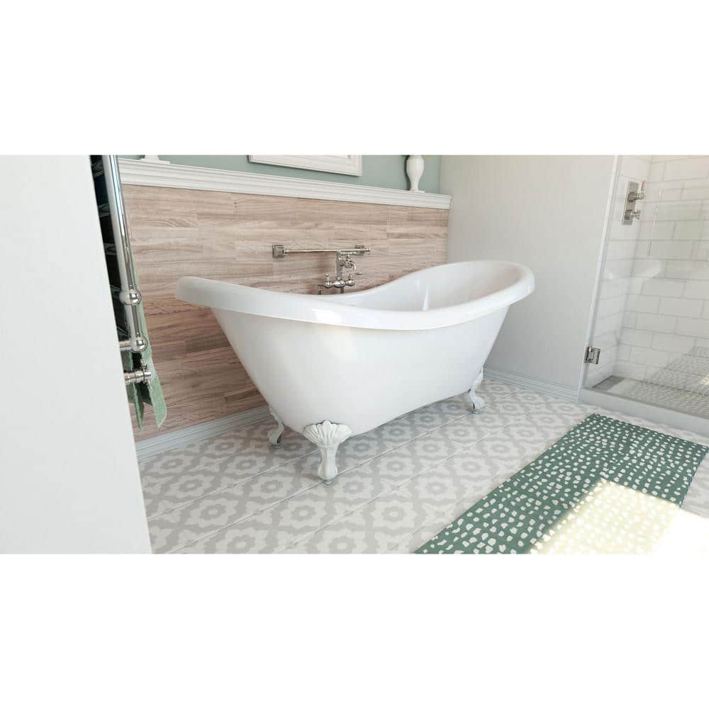 Elegant White Acrylic Clawfoot Freestanding Bathtub