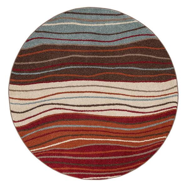 Concord Global Trading Chester Waves Multi 8 ft. Round Area Rug