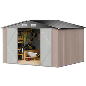 10 ft. W x 7.5 ft. D Outdoor Metal Shed with Vents and Lockable Doors 80 sq. ft.