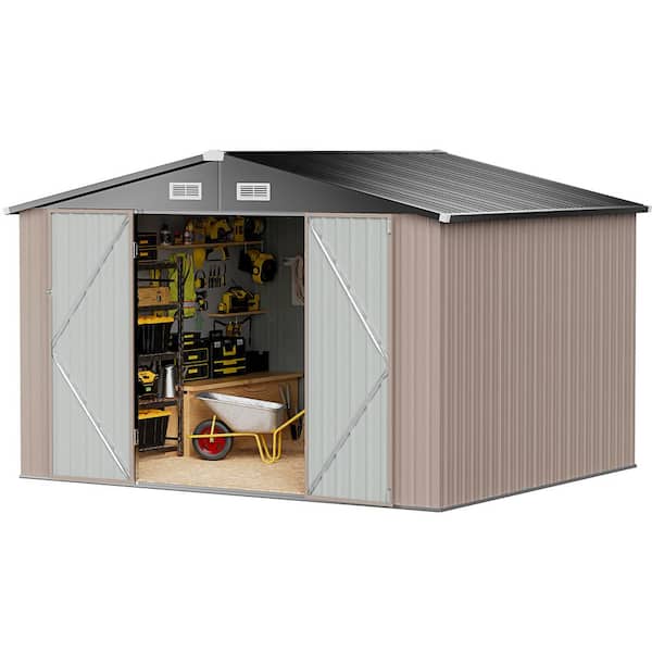 Sizzim 10 ft. W x 7.5 ft. D Outdoor Metal Shed with Vents and Lockable Doors 80 sq. ft.
