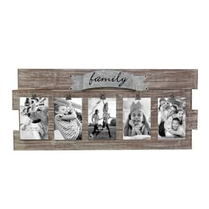 Rustic Wood Collage Picture Frame with Clips and Metal Detail
