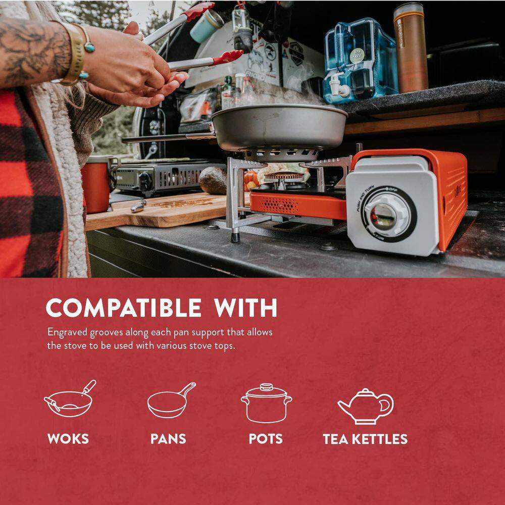 Compact Orange Portable Butane Gas Single Burner Stove