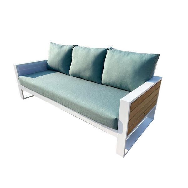 HiGreen Outdoor Denver Aluminum Outdoor 3-Seat Sofa Couch with Acrylic Cast Breeze Cushions