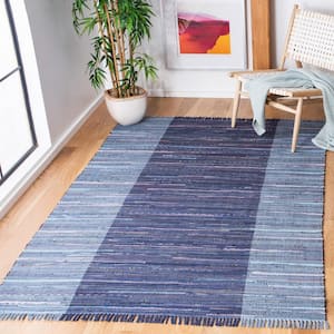 Rag Rug Navy/Blue 3 ft. x 5 ft. Multi-Striped Area Rug