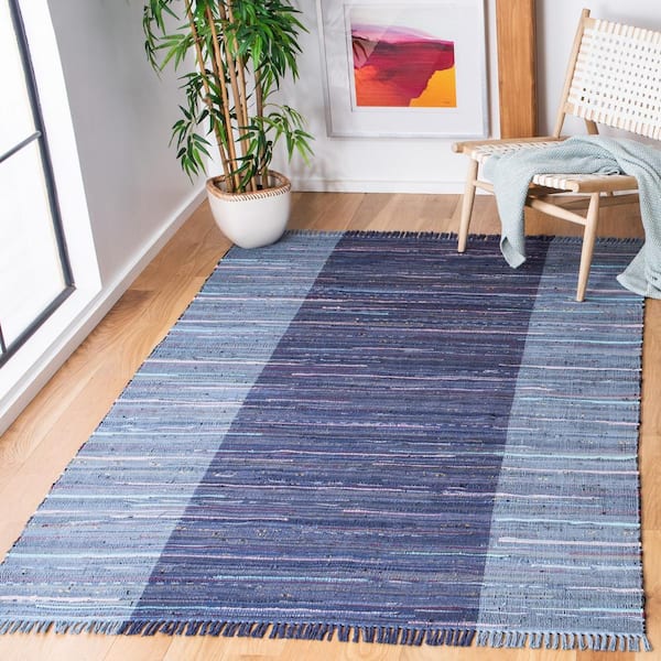 Rag Rug Navy/Blue Doormat 3 ft. x 5 ft. Multi-Striped Area Rug