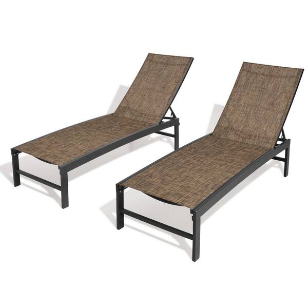 never rust outdoor aluminum sling chaise lounge in brown