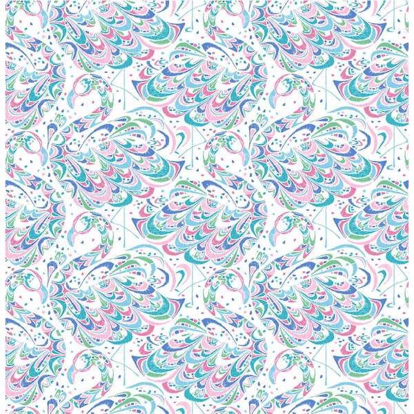 NuWallpaper Fuschia Aqua Flamingo Peel and Stick Vinyl Wallpaper Sample