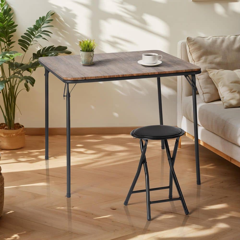 Newport Series 2-Piece Walnut Folding Table & Chair Sets with 33.9 in. Square Table and Black Folding Chair price history on PriceWatchPro