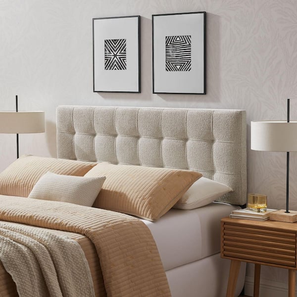 Lily Upholstered Queen Size Headboard in Dove Gray