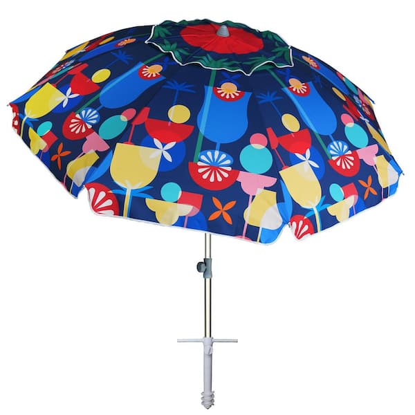 MOEPISY Umbrella diameter 7 ft. fiberglass Beach UPF 50+ Patio Umbrella 43in tall Night