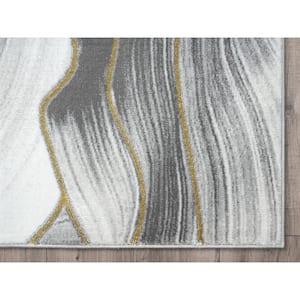 Luna Grey 5.3 ft. x 7.6 ft. Abstract Polyester Area Rug
