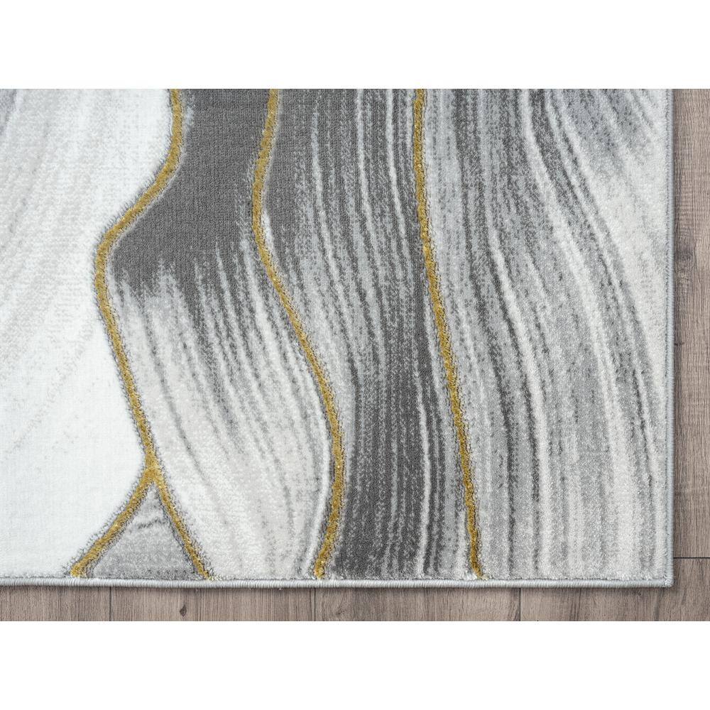 Abstract Swirl 6' x 9' Gray Synthetic Easy-Care Area Rug
