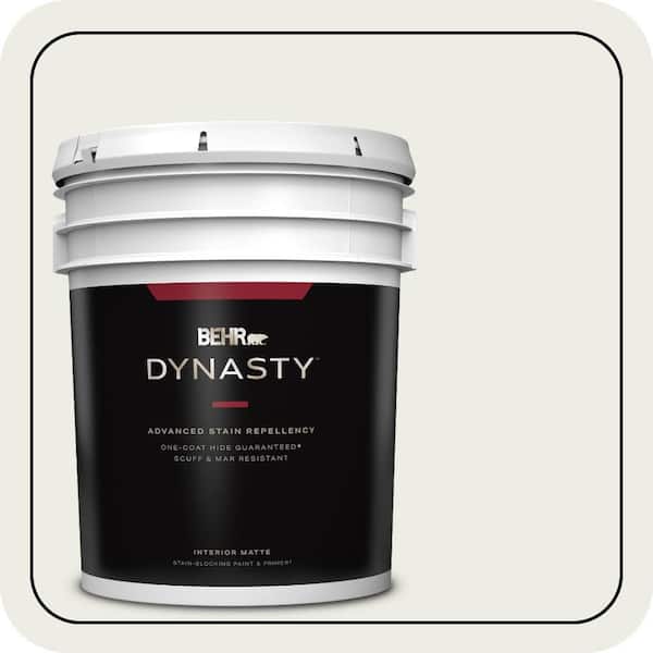 BEHR DYNASTY 5 gal. Designer Collection #DC-013 Harmonious White Matte Interior Stain-Blocking Paint & Primer