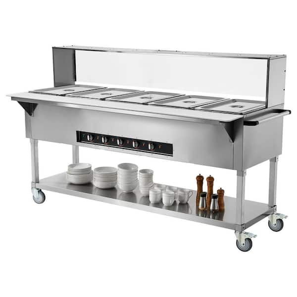 5-Pan Commercial Food Warmer, 5 x 20.6 QT. Electric Steam Table, Buffet Catering Heater, Stainless Steel Food Server
