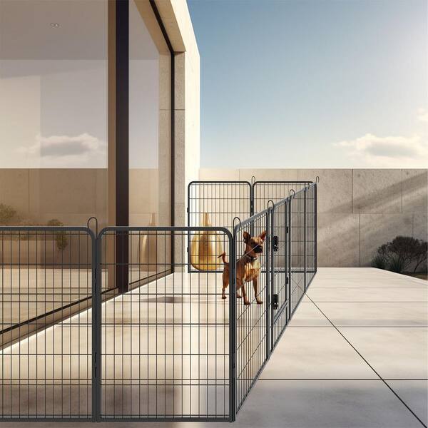 GOGEXX 54 in. L x 54 in. W x 32 in. H 8 Panels Metal Pet Playpen with Door Dog Fence Playground Puppy Guard For Outdoor