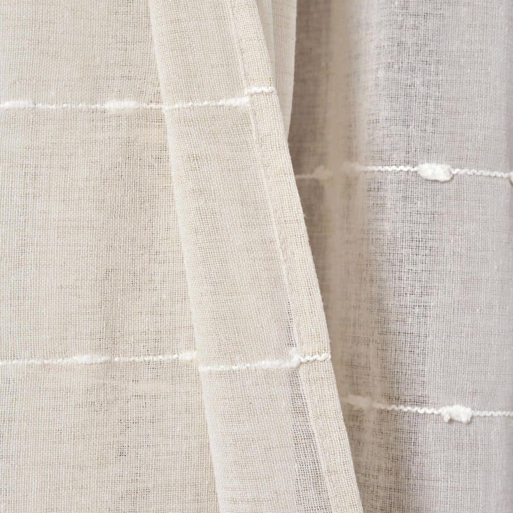 Beige Polyester Sheer Voile Curtains with Popcorn Stitch