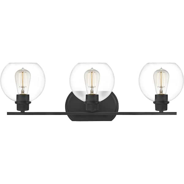 Pruitt 3-Light Matte Black Vanity Light