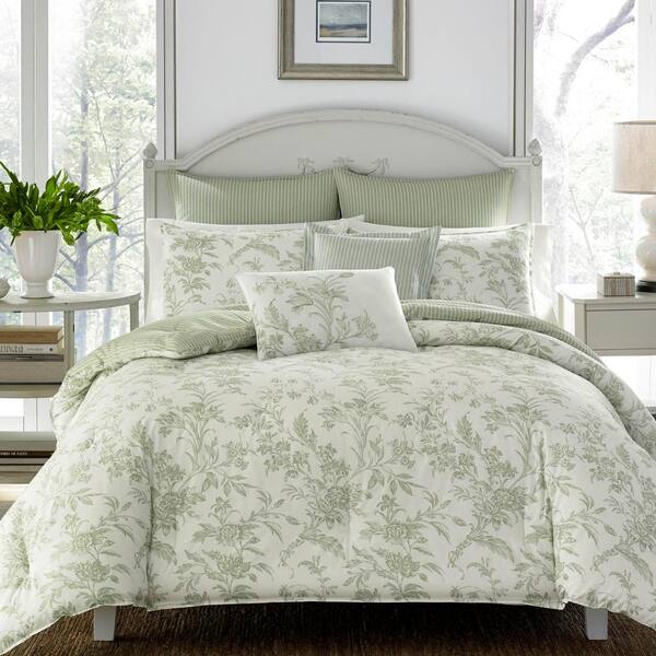 Green Fl Cotton King Comforter Set, Ashley King Size Bed Set