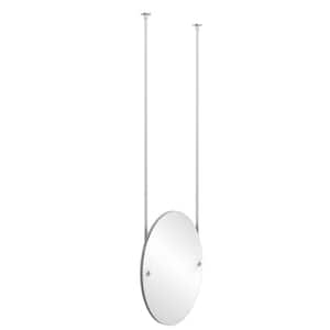 21 in. x 29 in. Frameless Oval Ceiling Hung Mirror with Beveled Edge in Polished Chrome