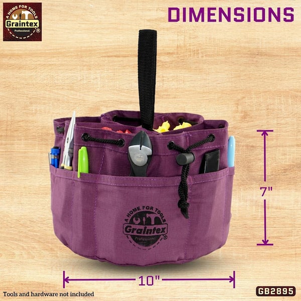 Graintex 10 in. 6-Pocket Purple Canvas Grab Tool Bag with
