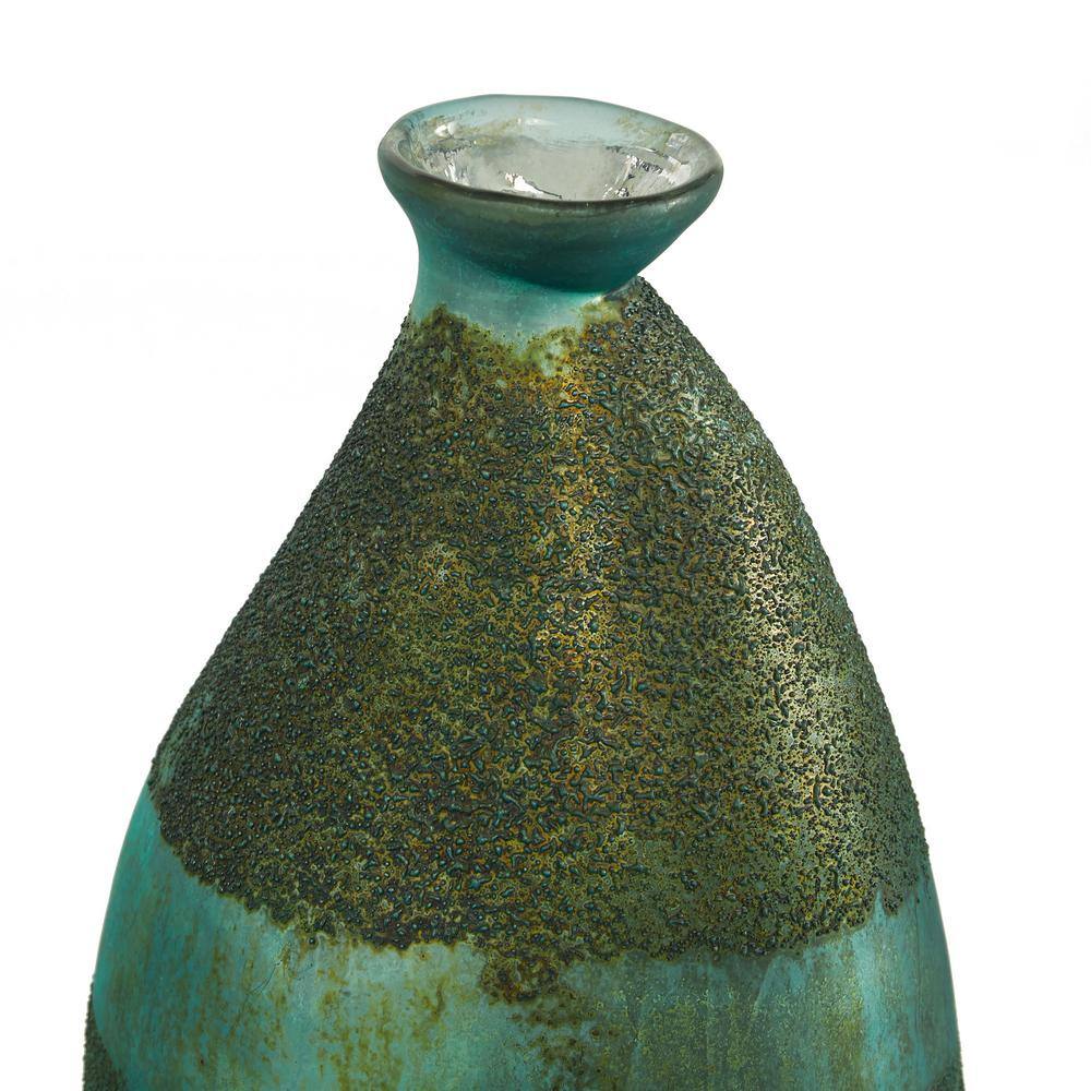 Elegant Green Blown Glass Bouquet Vases 7.3" x 12.25" - Set of 2