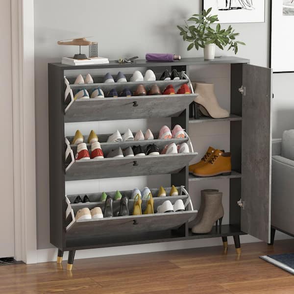 Modern Shoe Storage Cabinet Organizer,24 Shoe Cubby Console w/Multiple  Storage Capacity,Free Standing Tall Cabinet for Entryway Hallway Small  Spaces