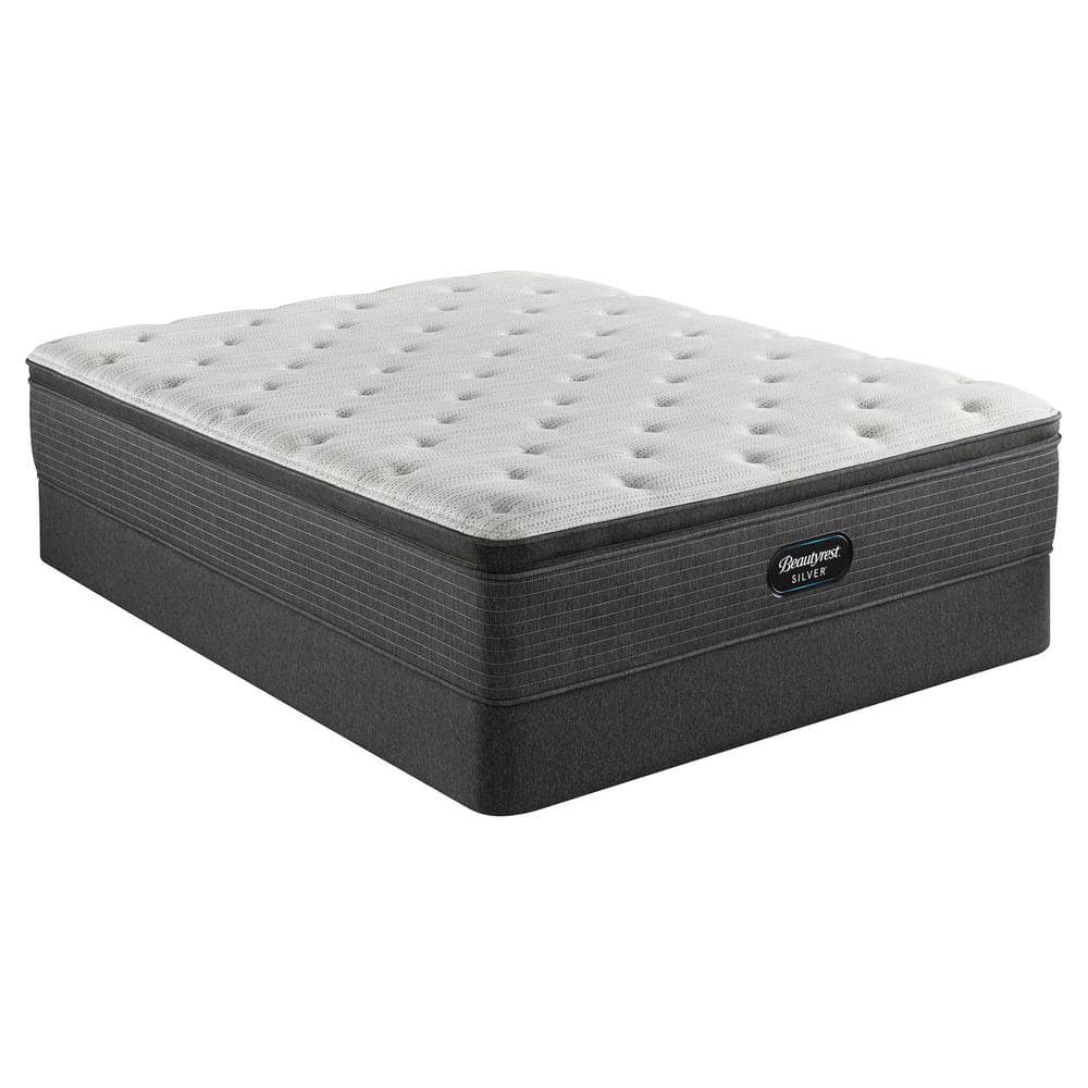 Full Medium Gray Pillow Top Innerspring Mattress Set with Box Spring