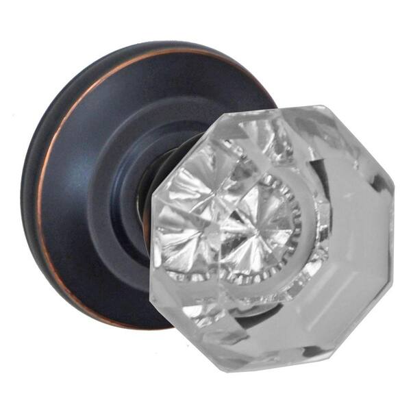 Fusion Oil-Rubbed Bronze Victorian Clear Passage Set Knob with Cambridge Rose