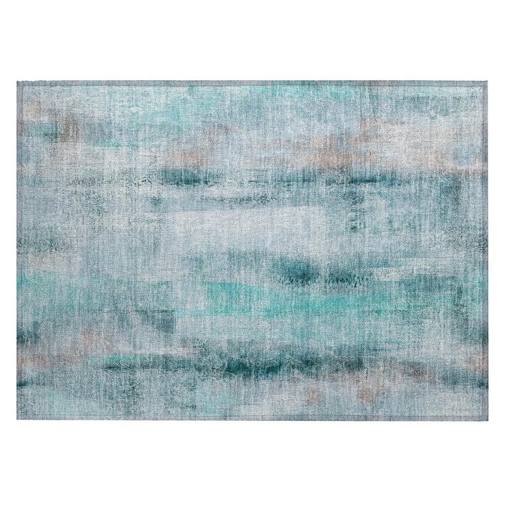 Teal 2 ft. x 3 ft. Woven Border Polyester Rectangle Indoor/Outdoor Area Rug price history on PriceWatchPro