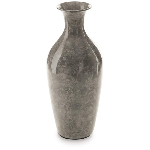 Signature Design By Ashley Brockwich 12 in. Gray Metal Trumpet Decorative Vase