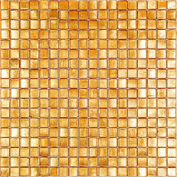 Apollo Tile Skosh 4" x 6" Glossy Gold Yellow Glass Mosaic Uniform square Wall and Floor Sample Tile (0.13 sq. ft./Piece) (1-Pack)