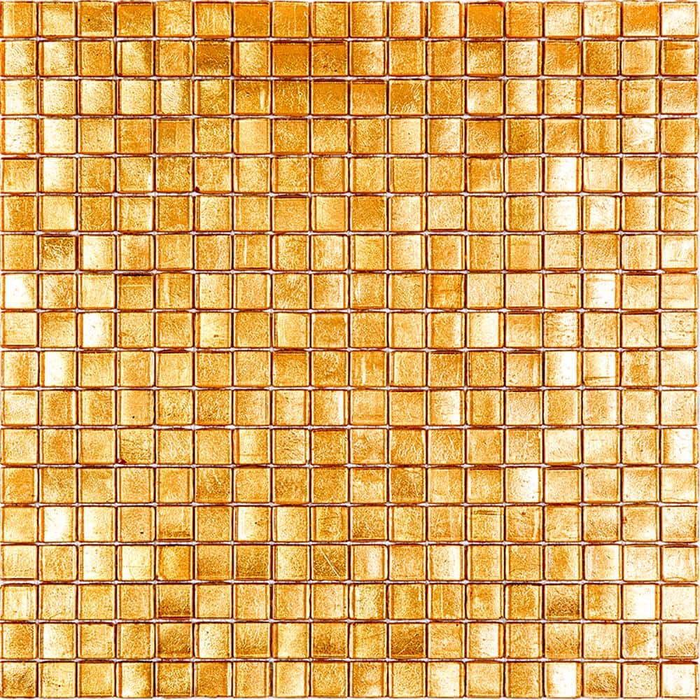 Apollo Tile Skosh Glossy Gold Yellow 11.6 in. x 11.6 in. Glass Mosaic ...