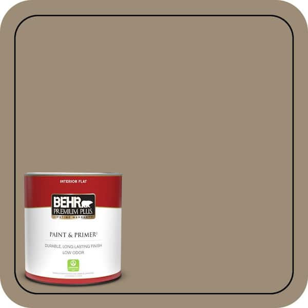 BEHR PREMIUM PLUS 1 qt. #740D-5 Twig Basket Flat Low Odor Interior Paint & Primer