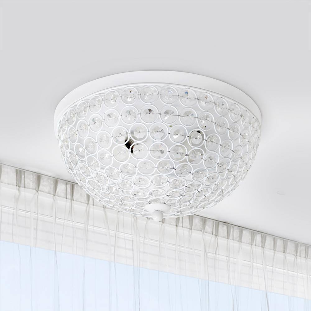 Elegant Crystal Harmony 4-Light White Flush Mount Ceiling Fixture