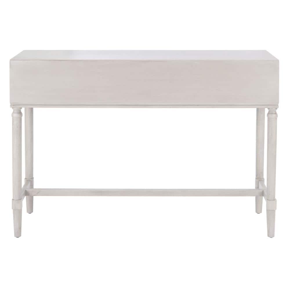 Aliyah Greige Wood and Metal 4-Drawer Console Table with Storage