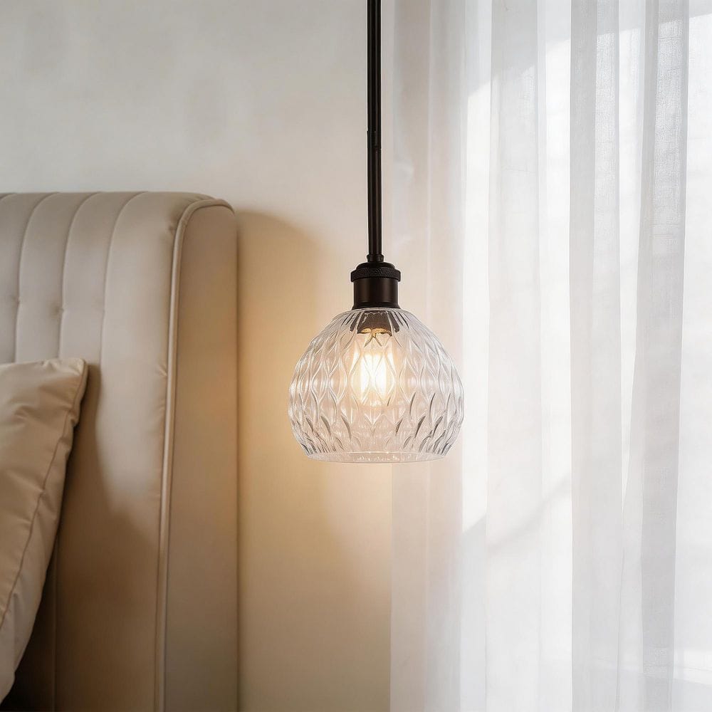 YANSUN 1-Light Black Glass Pendant Lights, Modern Kitchen Island ...