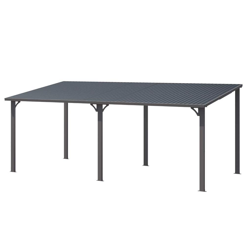 20 ft. x 10 ft. Black Hardtop Wall Mounted Gazebo with Sloping Metal Roof price history on PriceWatchPro