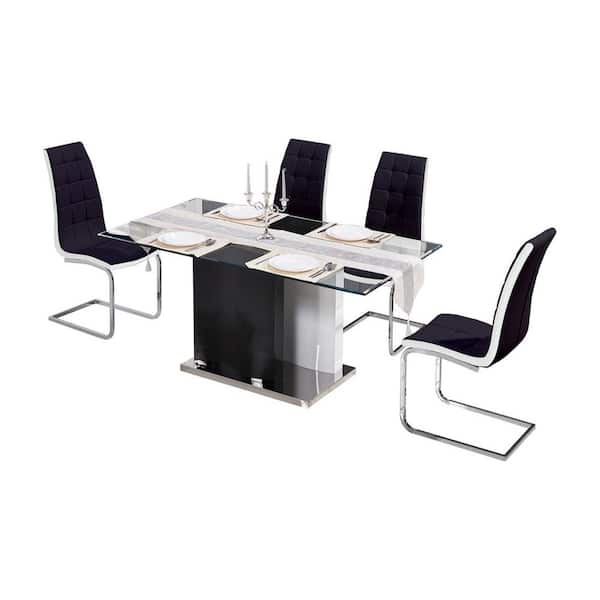 Best Master Furniture Veta 5-Piece Black Rectangular Dining Set
