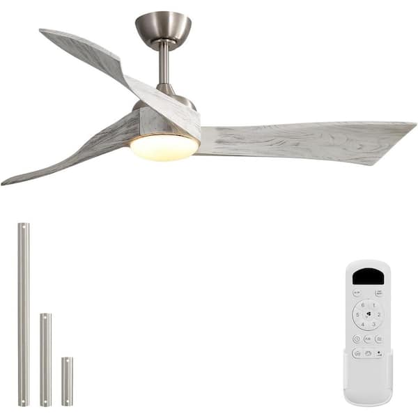 CACI Mall 52 in. Indoor/Outdoor Nickel Ceiling Fan Integrated LED with Light Kit and Remote Control
