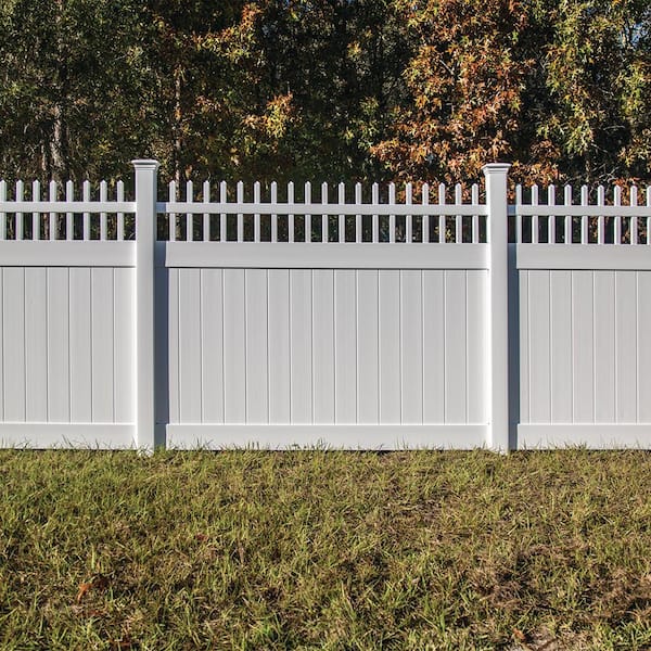 Carson 6 ft. x 8 ft. White Open Picket Top Vinyl Fence Panel