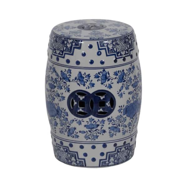 Blue Chinoiserie Ceramic Garden Stool