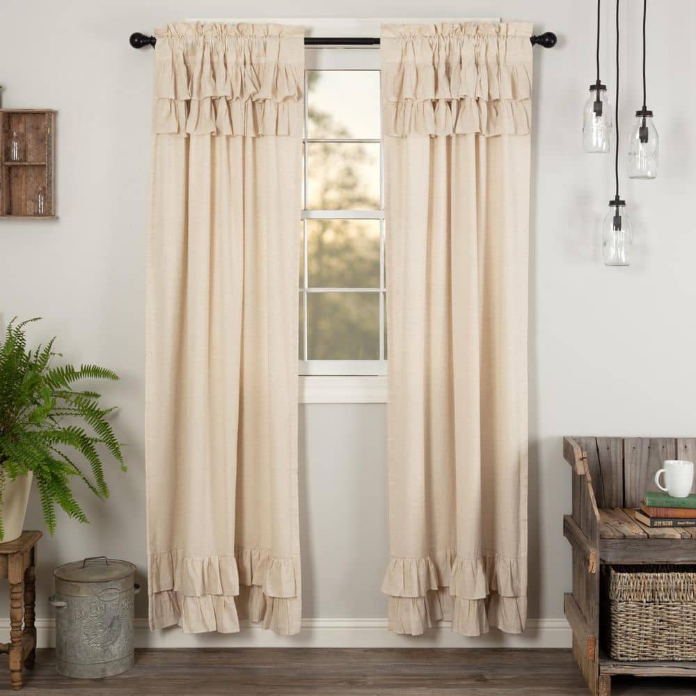 Simple Life Flax 40 in W x 84 in L Ruffled Light Filtering Rod Pocket Window Panel Natural Creme Pair product image for price tracking