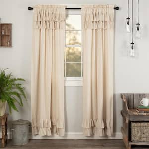 Simple Life Flax 40 in W x 84 in L Ruffled Light Filtering Rod Pocket Window Panel Natural Creme Pair